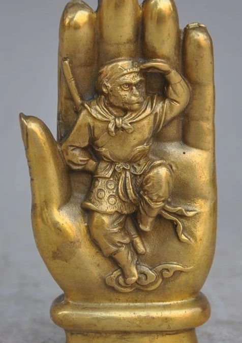 

chinese fengshui brass Tathagata Buddha The bergamot Monkey King lucky statue