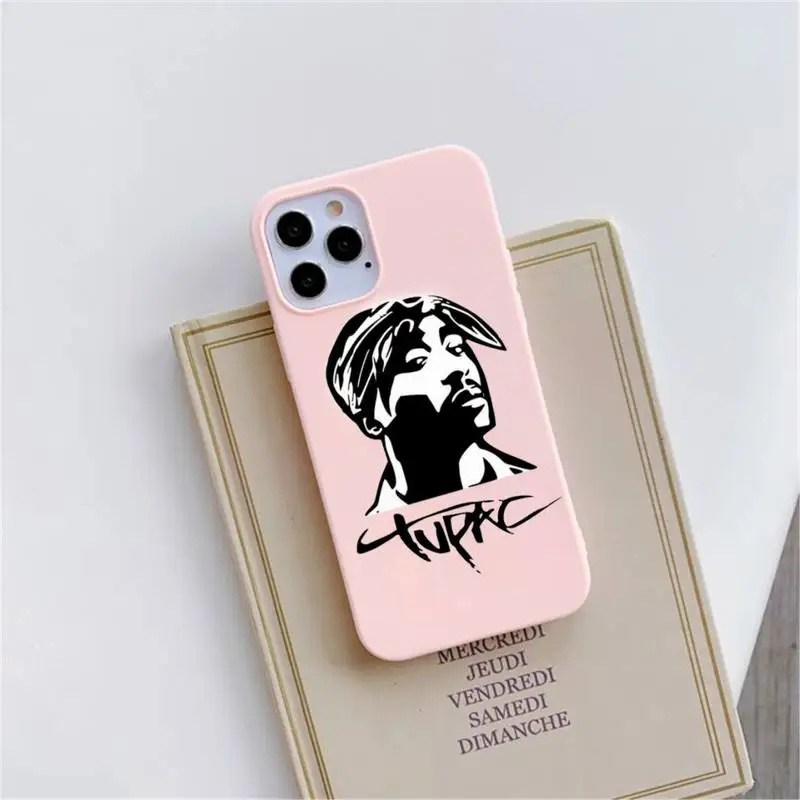 

Rapper 2Pac Tupac Shakur Phone Case Pink Candy Color for iPhone 11 12 mini pro XS MAX 8 7 6 6S Plus X SE 2020 XR