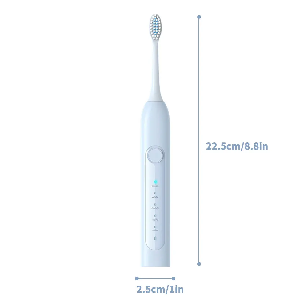 

Sonic Electric Toothbrush IPX6 Waterproof Adult Timer Brush 5 Mode USB Charger Rechargeable Tooth Brushes Replacement Heads Set