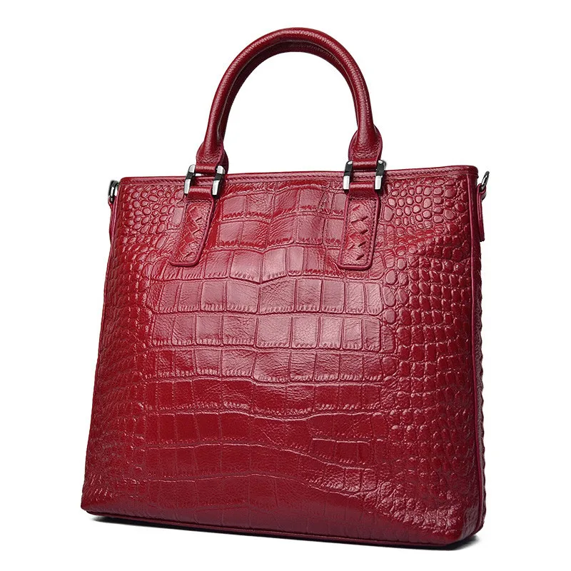 

Women's leather bag new head leather slant cross bag crocodile tote bag spring agent to join