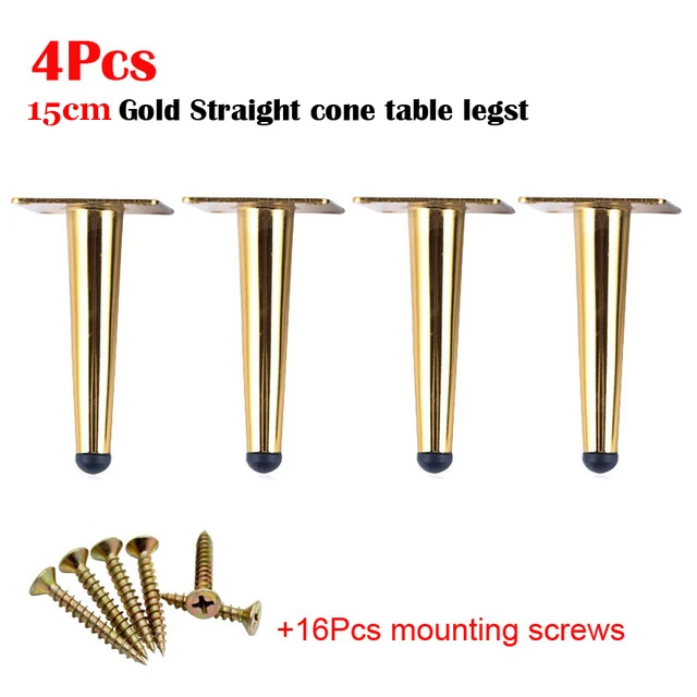 Gold Oblique 15CM 4 шт./компл. мебель стол ноги Металлические конические диван-кровать шкаф для кухонных шкафов, мебель для ног средства ухода за кожей стоп 12/15/20/25/30 см стул ног средства ухода за кожей стоп - Цвет: Gold Oblique 15CM