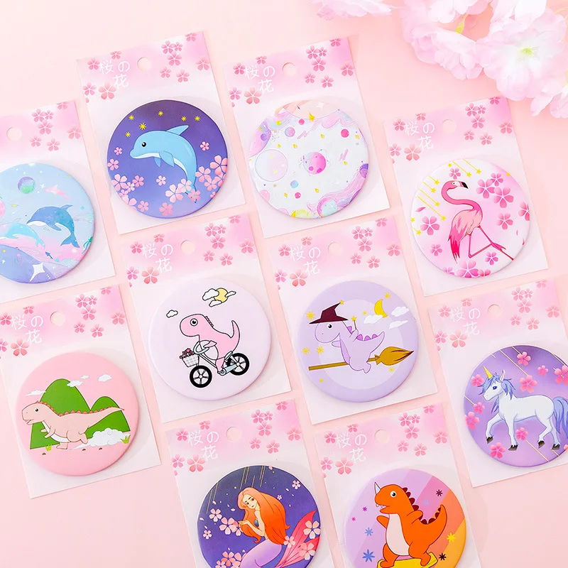 3 шт./лот: милое модное косметическое зеркало с мультяшными животными/милые