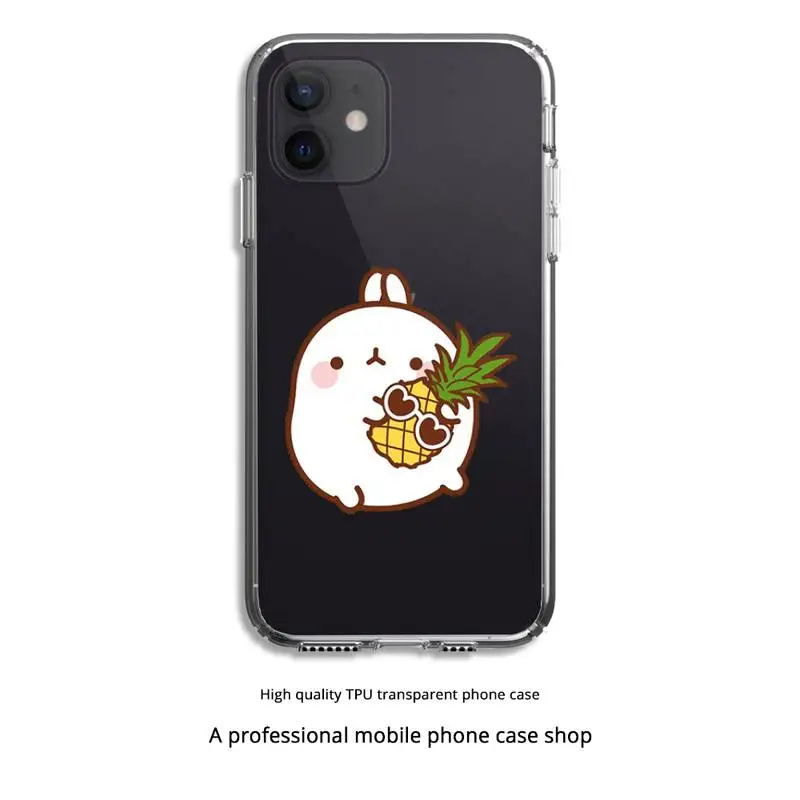 

Molang Phone Case Clear Cover For Iphone 5 6 7 8 11 12 plus XR X XS SE2020 11/12PRO Max Transparent Cases