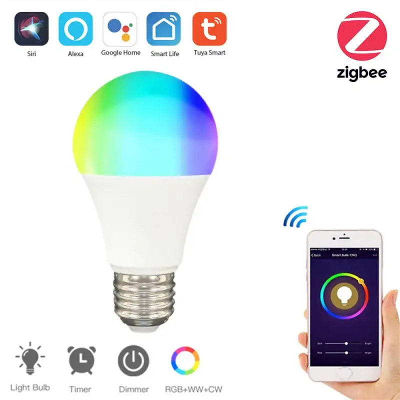 

Умсветильник лампа ZigBee 3,0 E27, светодиодная лампа с регулируемой яркостью, 9 Вт, с дистанционным управлением