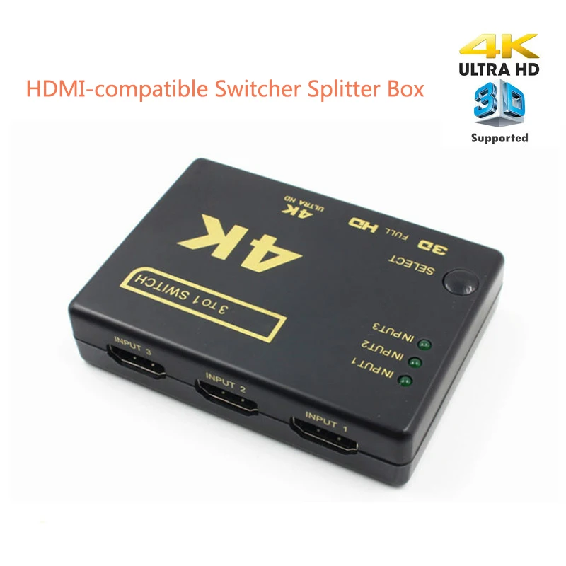 Мини HDMI-совместимый усилитель переключатель с 3 портами 4K * 2K сплиттер Box Ultra HD для