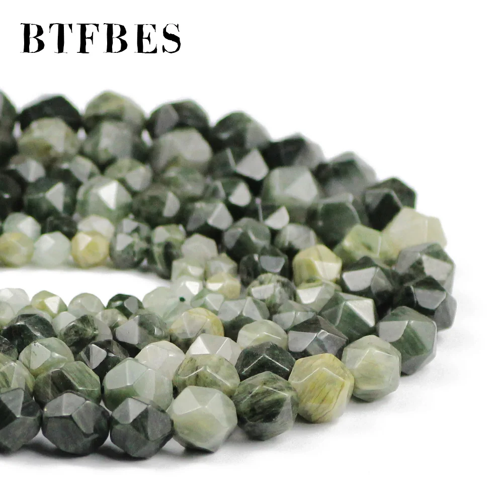 Бусины из натурального камня зеленая трава жасперы крупные граненые круглые