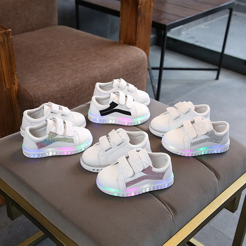 PatPat Baby/ Toddler's Sequin Stripe LED Sneaker