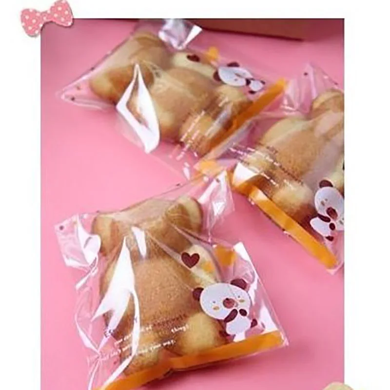 100 шт Подарочный пакет милый медведь любовь сердце упаковка прозрачные сумки