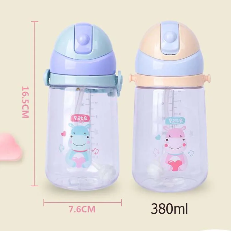 380 мл детская бутылочка для кормления с веревкой мультяшная Питьевая соломенная