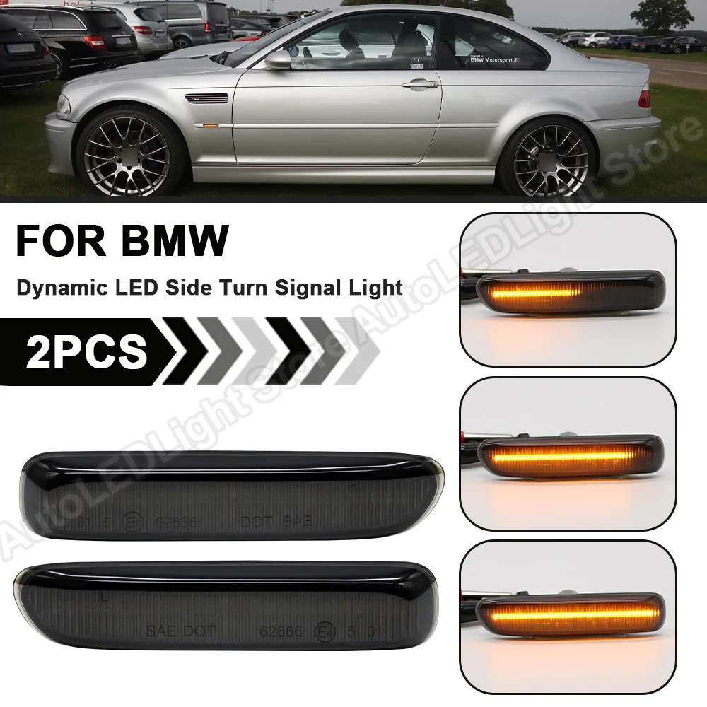 

2Pcs Dynamic LED Side Marker Light Turn Signal Lamp For BMW E46 Coupe/Convertible 1998 1999 2000 2001 2002 2003 2004 2005 2006