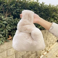 fluffy faux rabbit fur woman handbag winter soft plush totes womens bag casual vest furry shoulder crossbody bags for women new