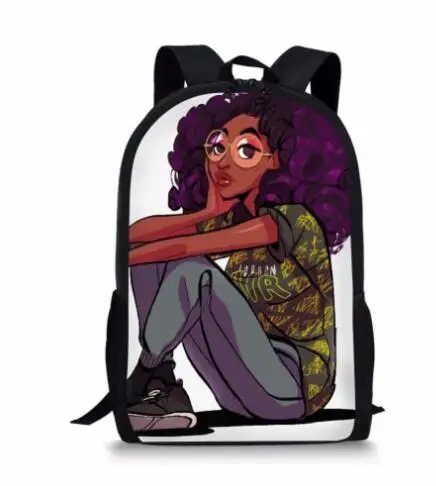 African Backpack Cartoon Black Girls Print School Bag Kids Cute Book Teenager Schoolbags Mochila | Багаж и сумки