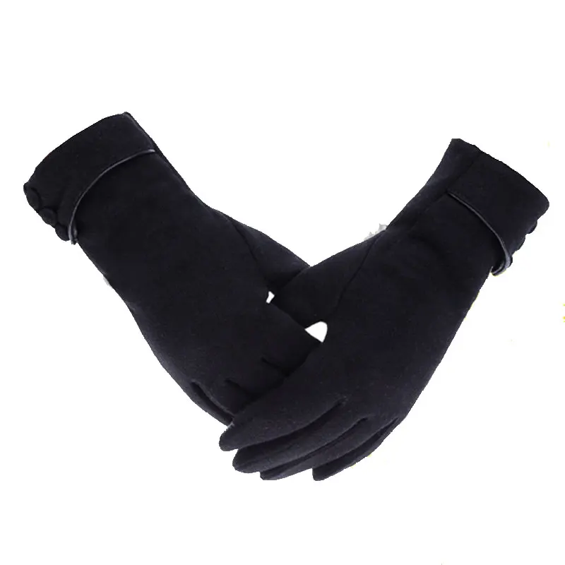 C01Black Модные теплые зимние перчатки женские перчатки для сенсорного экрана бархатные утепленные варежки перчатки для вождения G007 - Цвет: C01Black