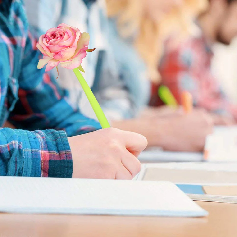 

4PCS 0.5mm Rose Shaped Pens Lovely Rollerball Pens Creative Romantic Writing Pens for Home Office School (Black Ink, Random