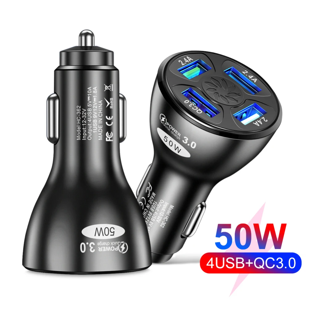 Автомобильное зарядное устройство с 4/5 портами USB 50 Вт быстрая зарядка 3 0 для IPhone 13
