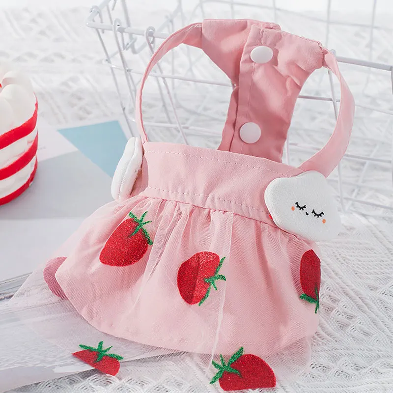 

Strawberry Princess Dog Clothes Clothing for Dogs Dresses Fruit Print Super Pet Outfits Spring Summer Cat Clothes for Small Dogs