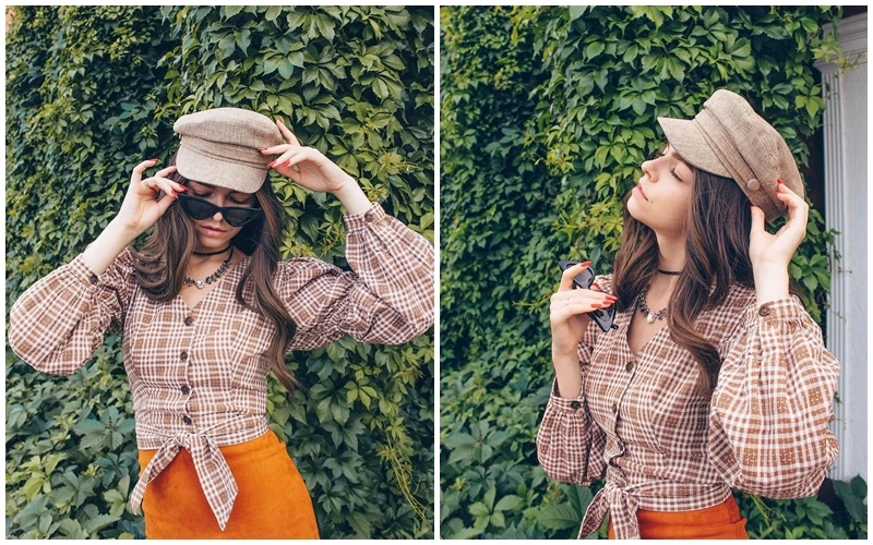 Simplee Vintage клетчатая рубашка женская sexy блузка клетчатая рубашка женская sexy блузка спинка зашнуровать женский топ рубашка Осень слойка рукава негабаритных женская блузка рубашка