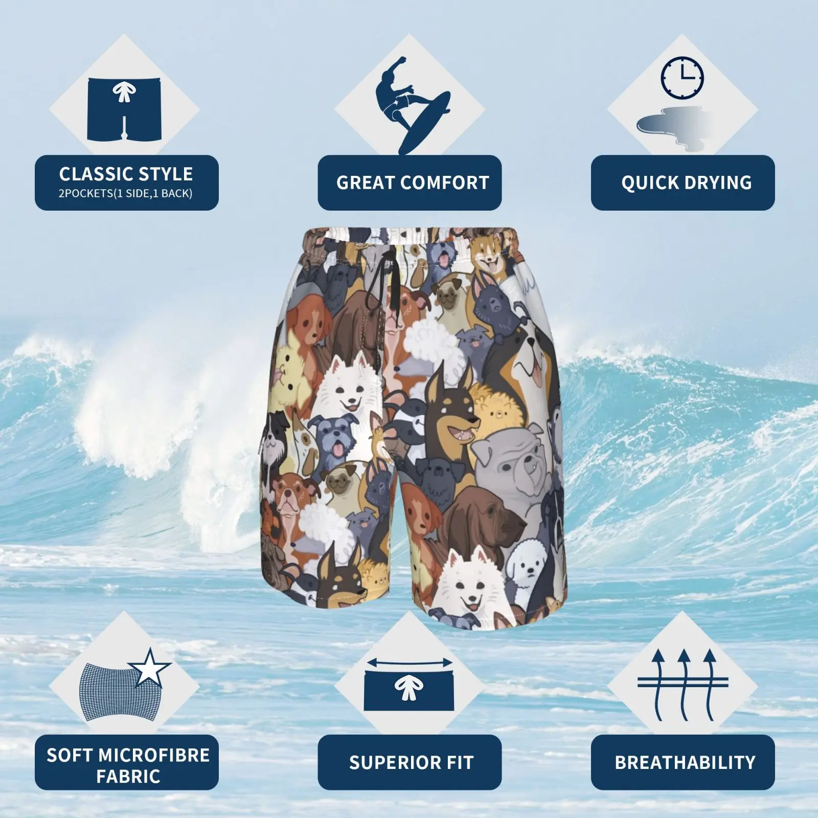 Пляжные шорты Pupper вечерние собаки щенка милые немецкий Шепард золотистый