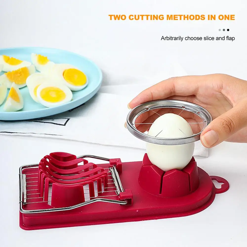 

Multi-function Egg Cutter Fruit and Vegetable Two-in-one Slice Cut Kitchen Flower Slicer Egg Stainless Steel Dual-use Slicer