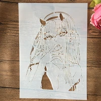 a4 29cm anime zero two darling in the franxx diy layering stencils painting scrapbook coloring emboss album decor template