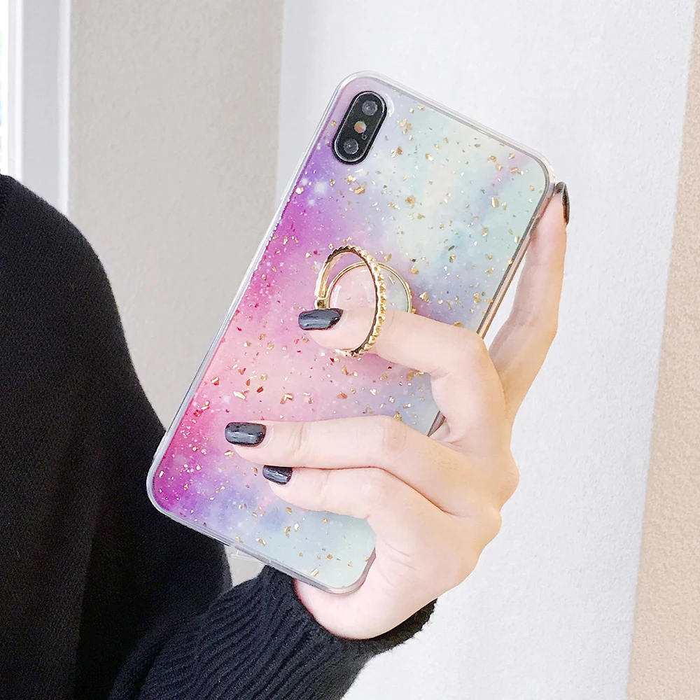 SoCouple кольцо из ТПУ чехол-держатель для iphone 7 8 6 6s plus чехол для iphone XR 11 Pro X Xs Max мраморный Золотой фольга кольцо держатель чехол