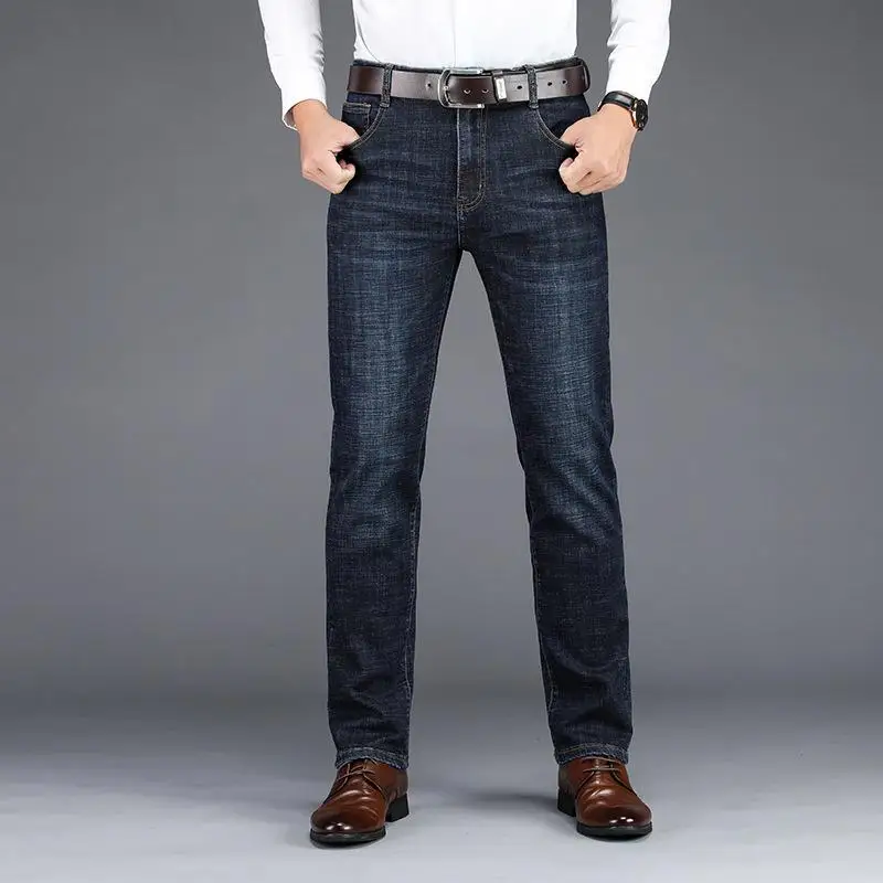 

New Arrivals Men's Denim Pants Casual Jeans Retro Spell Color Straight Trousers