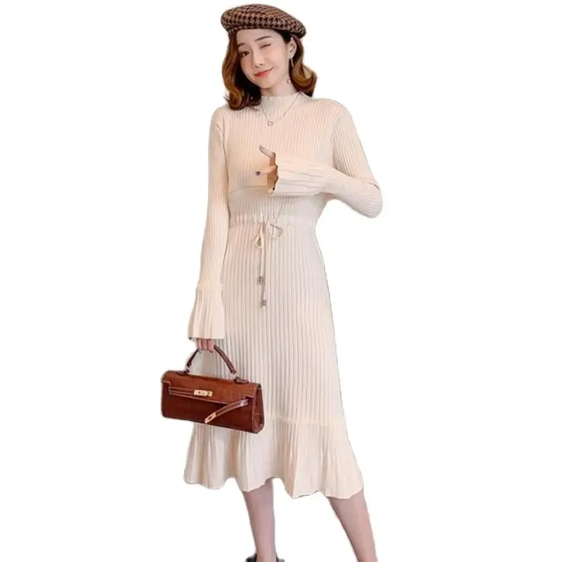 

Maternity Breastfeeding Dresses For Pregnant Women Dress Solid Slim Long Sleeve Pregnancy Women Casual Knit Clothes New Sweater