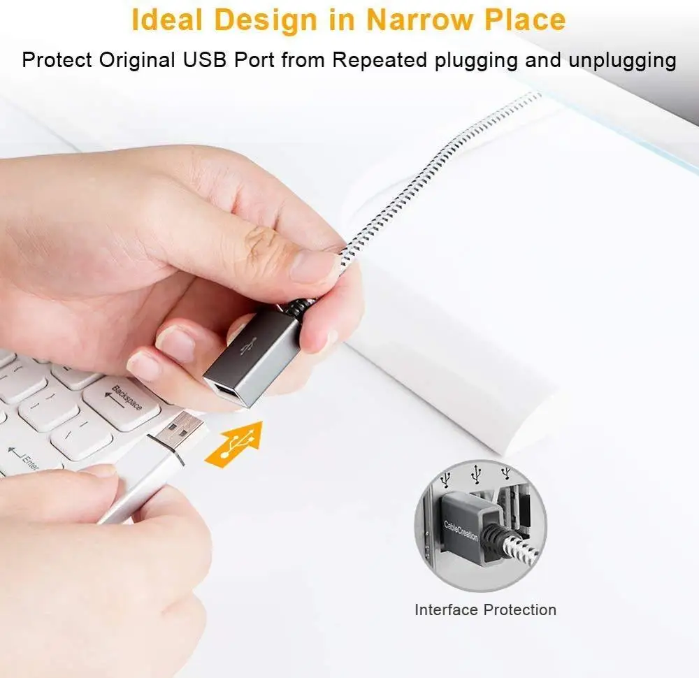 Удлинительный кабель USB прямоугольный удлинитель 3 0 штекер-гнездо CableCreation