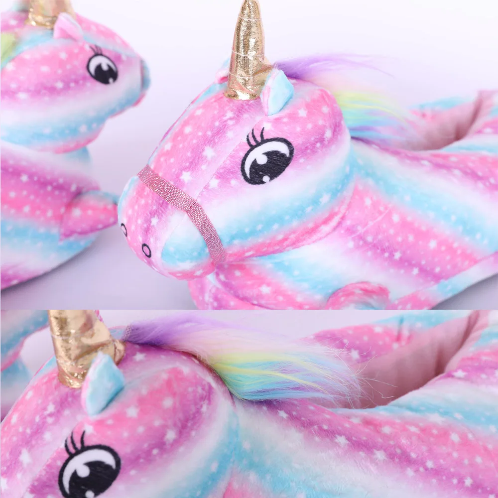 Зимние тапочки для маленьких девочек с единорогом детская обувь детей