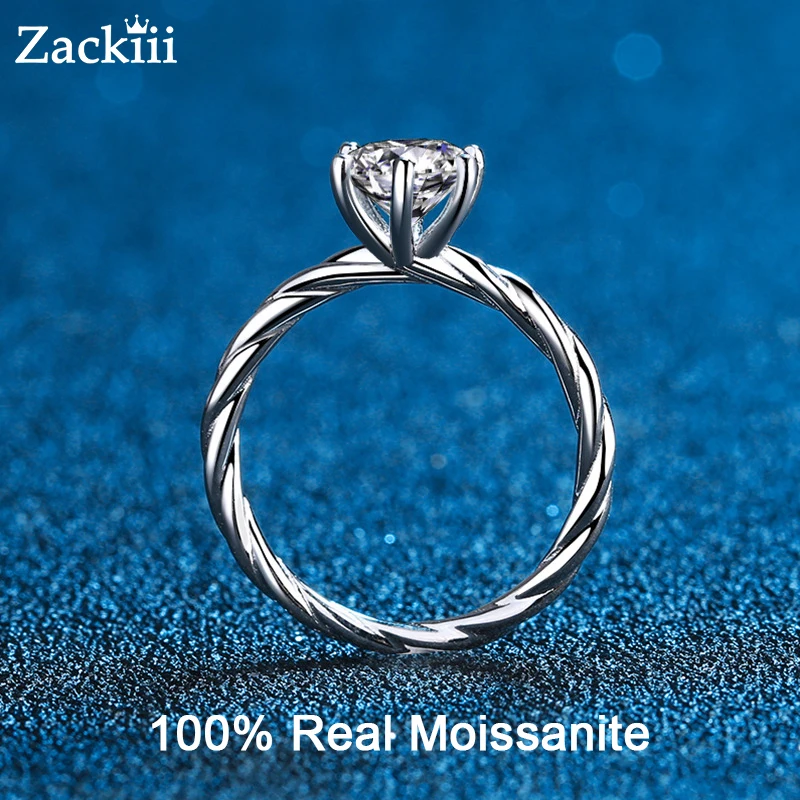 1.0 Carat Moissanite Diamond Ring Sterling Silver Engagement Rings Brilliant Diamond Twisted Vine Wedding Band Wedding Jewelry