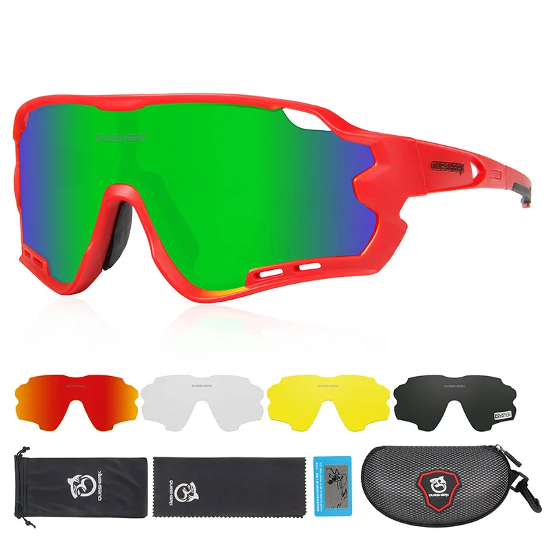 As Picture Showed Queshark HD поляризованные велосипедные очки для мужчин и женщин 5 линз MTB дорожный велосипед TR90 рама - Цвет: As Picture Showed