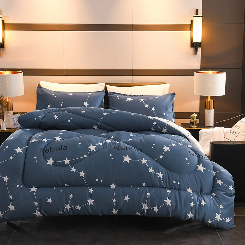 

Winter Comforter 150*200cm, 220*240cm Thicken Duvet Warm Bed Cover 2020 Home Textile Flower Blanke Quilt Grey 3.5kgs Star Duvet