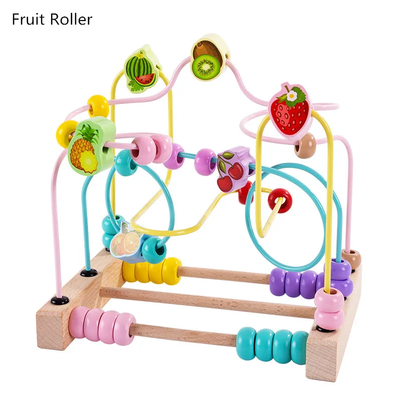 

Wooden Bead Maze Toy Montessori Fruit Roller Coaster Educational Baby Math Toy For Kids PHOOHI