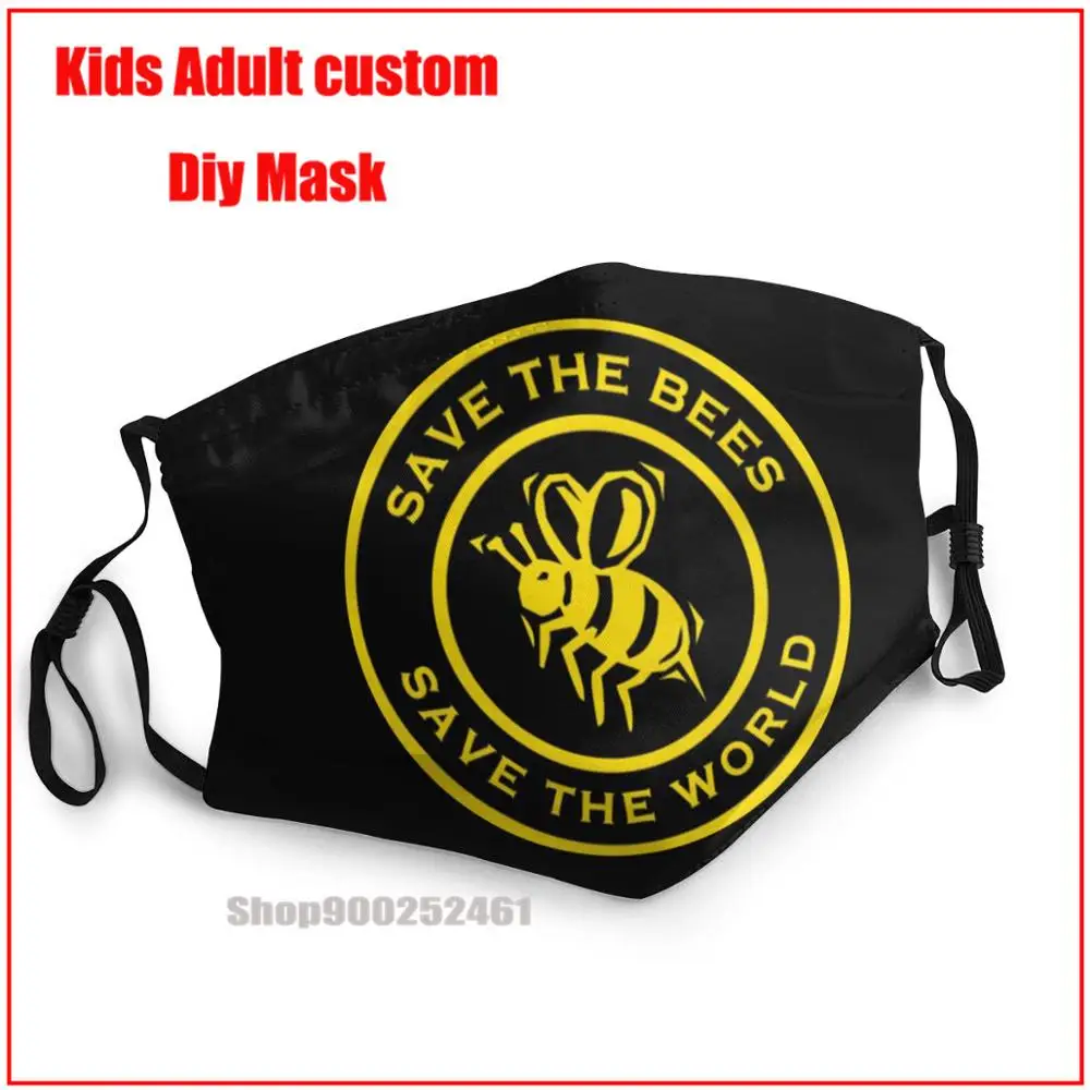 

Save The Bees Save The World DIY masque de protection lavable washable reusable face mask adult mouth mask with design funny