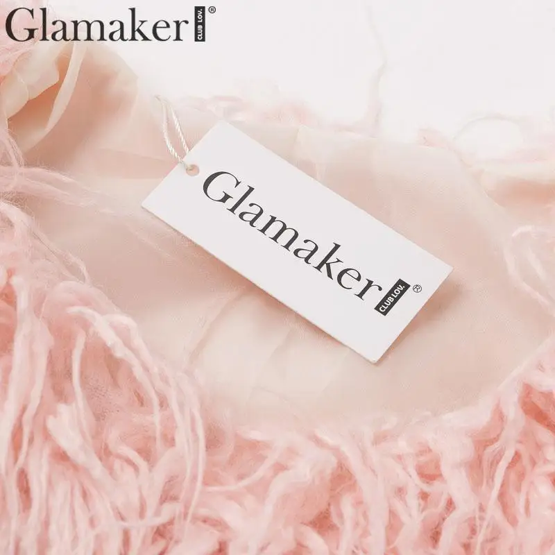 Glamaker из искусственного меха, теплое модное пальто, женское сексуальное длинное розовое плюшевое меховое пальто, Осень-зима, Свободные Плюшевые вечерние пальто клубного размера плюс