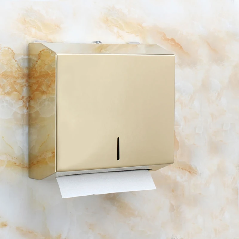 

Wall-Mounted Paper Towel Dispenser Stainless Steel Kitchen Tissue Box with Lock F7QC