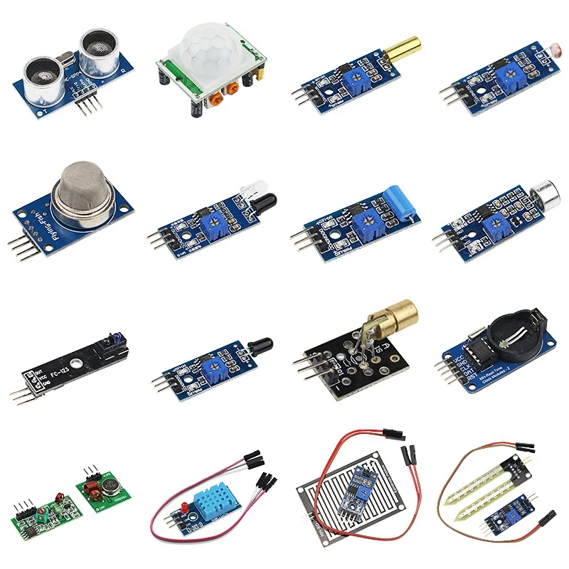 

16 in 1 Modules Sensor Kit Project Super Starter Kits for Arduino UNO R3 Mega2560 Mega328 Nano Raspberry Pi 3 2