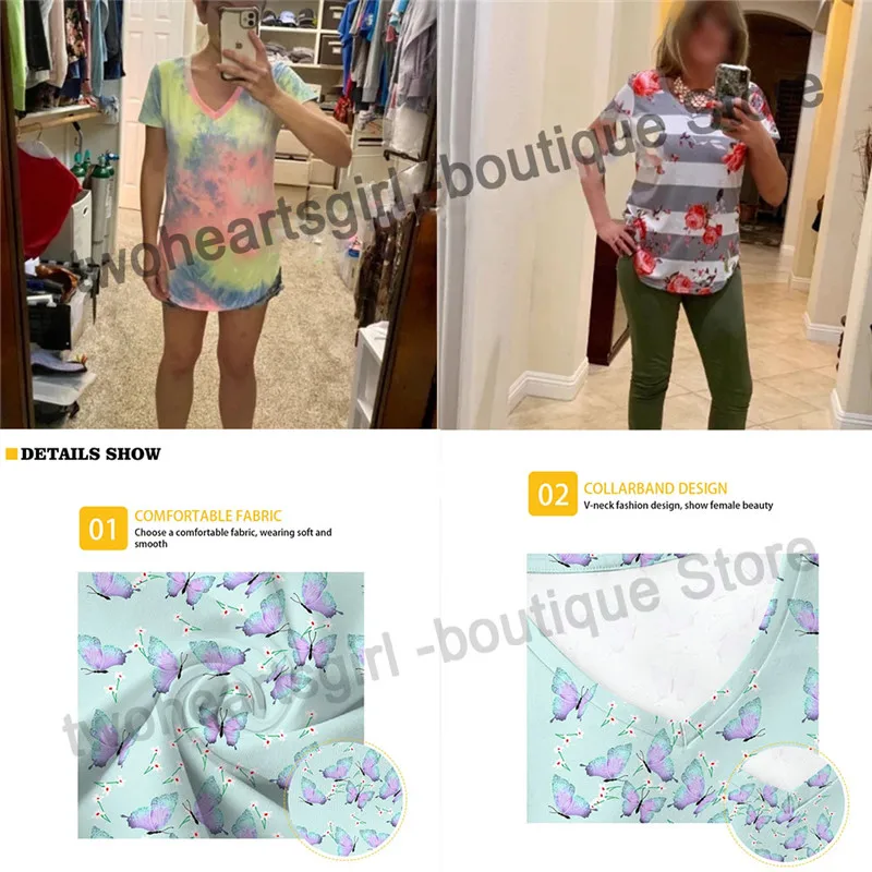 Twoheartsgir Music Note Print Summer T Shirts Woman Clothing Casual Short Sleeve Tops Tee White V-neck tshirt for Lady Girls