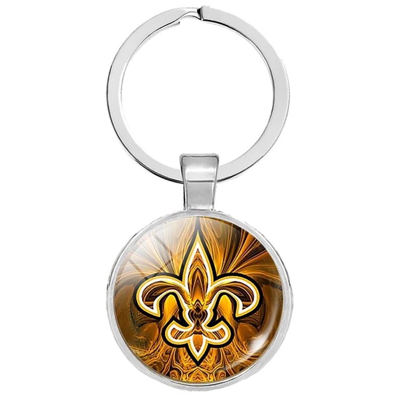 Арт стекло цветок лилии брелки Винтаж Флер де Лис брелоки кабошон купол