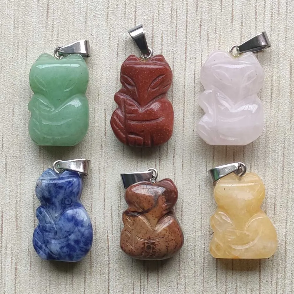 Бесплатная доставка модные подвески с натуральным камнем смешанные лисы для diy