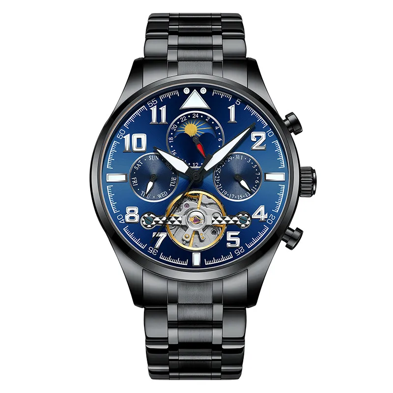 AILANG Tourbillon часы мужские модные автоматические мужские s часы лучший бренд класса люкс повседневные из нержавеющей стали водонепроницаемые механические часы мужские - Цвет: 09