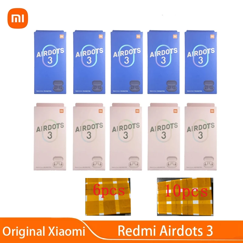 

10 Pieces/Lot Original Redmi Airdots 3 Headset TWS True Wireless Bluetooth Earphone Mi AirDots 2 Earbuds Auto Link AI Control