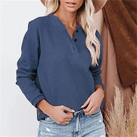 sexy women fashion long sleeve casual loose t shirt female 2021 spring autumn solid color v neck buttons femme pullover tops