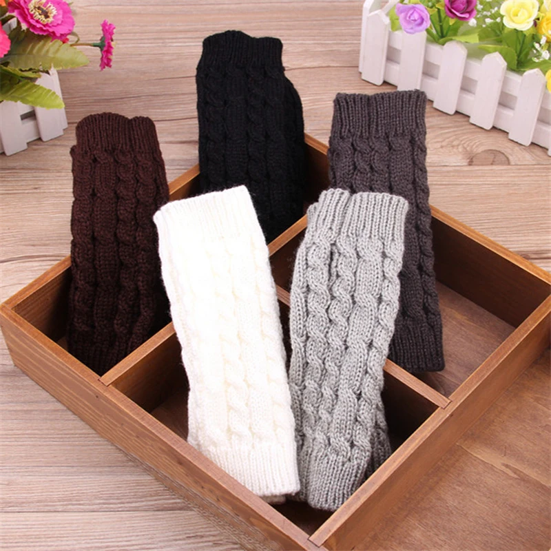 

1 Pair New Solid Color Women Wool Mitten Warm Fingerless Gloves Hand Warmer Winter Women Arm Crochet Knitting Faux Gloves Women