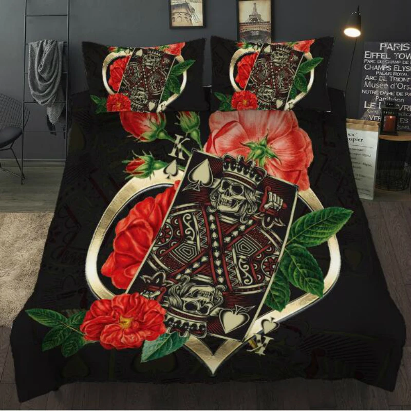 Пододеяльник наборы постельного белья с 3D рисунком игральных карт смерти