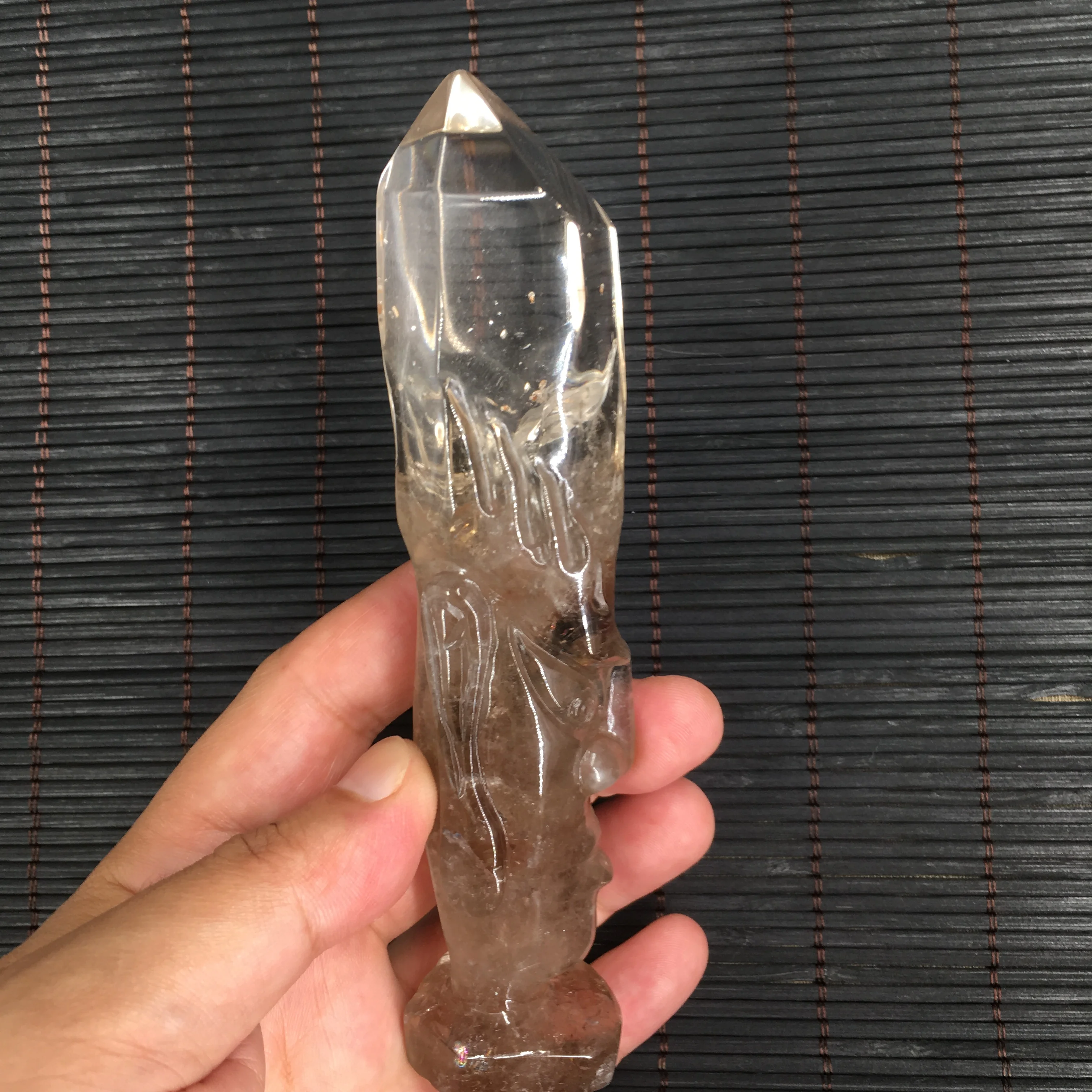 Натуральный кварцевый кристалл резной Бог богатства T1432 | Дом и сад