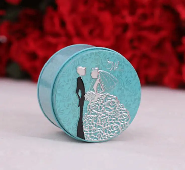 200PCS The new round tin candy box The bride and groom design on it wishes gifted scholar and beautiful woman SN2540 - Цвет: 2