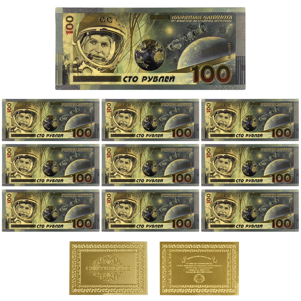 Позолоченные банкноты астронавт доллар фольга бумага деньги 100 банкнот