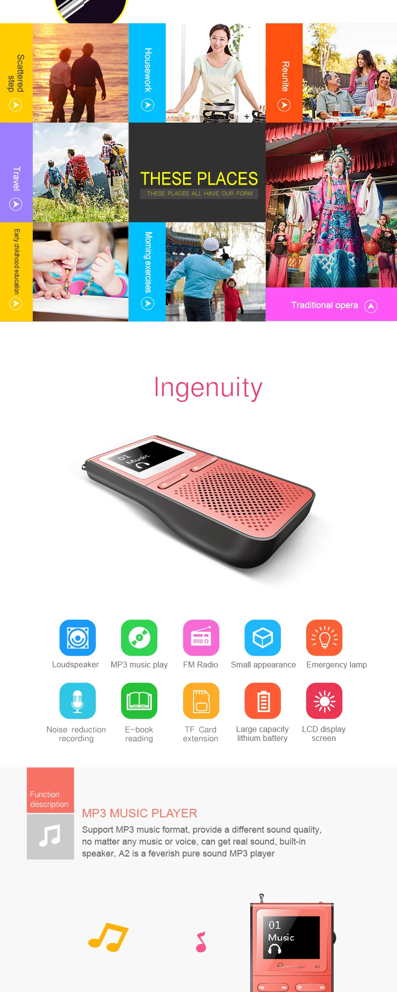 IQQ Hifi Mp3 плеер с Lound говорить и 8 Гб может играть 100 часов Встроенный fm радио Поддержка расширить до 128 Портативный плеер