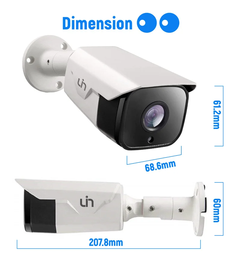 IP-камера видеонаблюдения UIN 5 МП POE H.265 Onvif ночное видение ИК 30 м фиксированный